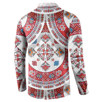Bulgaria Folk Art Button Sweatshirt with Traditional Embroidery and Floral Motifs