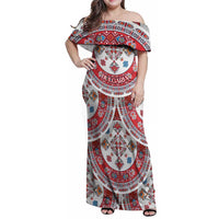 Bulgaria Folk Art Family Matching Off Shoulder Maxi Dress and Hawaiian Shirt with Traditional Embroidery and Floral Motifs