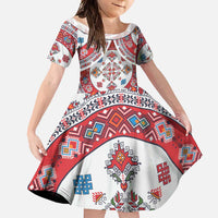 Bulgaria Folk Art Family Matching Summer Maxi Dress and Hawaiian Shirt with Traditional Embroidery and Floral Motifs