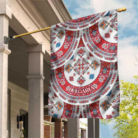 Bulgaria Folk Art Garden Flag with Traditional Embroidery and Floral Motifs