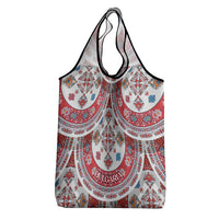 Bulgaria Folk Art Grocery Bag with Traditional Embroidery and Floral Motifs