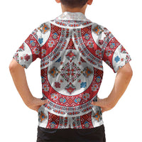 Bulgaria Folk Art Kid Hawaiian Shirt with Traditional Embroidery and Floral Motifs