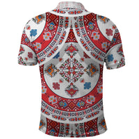 Bulgaria Folk Art Polo Shirt with Traditional Embroidery and Floral Motifs