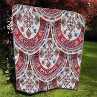Bulgaria Folk Art Quilt with Traditional Embroidery and Floral Motifs