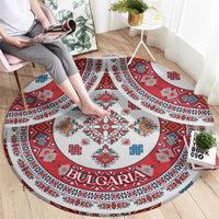 Bulgaria Folk Art Round Carpet with Traditional Embroidery and Floral Motifs