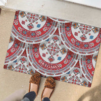 Bulgaria Folk Art Rubber Doormat with Traditional Embroidery and Floral Motifs