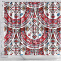 Bulgaria Folk Art Shower Curtain with Traditional Embroidery and Floral Motifs