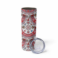 Bulgaria Folk Art Skinny Tumbler with Traditional Embroidery and Floral Motifs