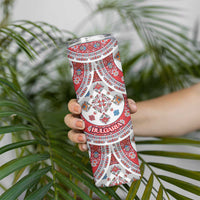 Bulgaria Folk Art Skinny Tumbler with Traditional Embroidery and Floral Motifs
