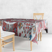 Bulgaria Folk Art Tablecloth with Traditional Embroidery and Floral Motifs