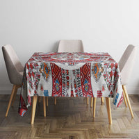 Bulgaria Folk Art Tablecloth with Traditional Embroidery and Floral Motifs