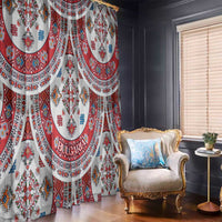 Bulgaria Folk Art Window Curtain with Traditional Embroidery and Floral Motifs