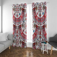 Bulgaria Folk Art Window Curtain with Traditional Embroidery and Floral Motifs
