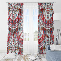 Bulgaria Folk Art Window Curtain with Traditional Embroidery and Floral Motifs