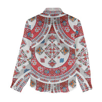 Bulgaria Folk Art Women Casual Shirt with Traditional Embroidery and Floral Motifs