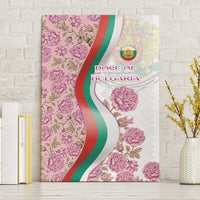 Rose of Bulgaria Canvas Wall Art with National Flag Ribbon and Floral Damask Pattern