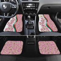 Rose of Bulgaria Car Mats with National Flag Ribbon and Floral Damask Pattern