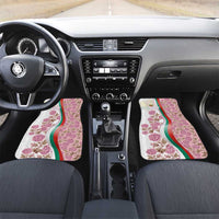 Rose of Bulgaria Car Mats with National Flag Ribbon and Floral Damask Pattern