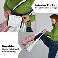 Rose of Bulgaria Grocery Bag with National Flag Ribbon and Floral Damask Pattern