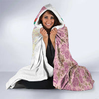 Rose of Bulgaria Hooded Blanket with National Flag Ribbon and Floral Damask Pattern