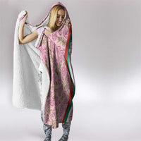 Rose of Bulgaria Hooded Blanket with National Flag Ribbon and Floral Damask Pattern