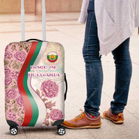 Rose of Bulgaria Luggage Cover with National Flag Ribbon and Floral Damask Pattern