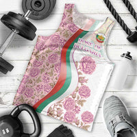 Rose of Bulgaria Men Tank Top with National Flag Ribbon and Floral Damask Pattern