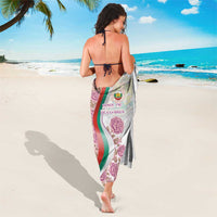 Rose of Bulgaria Sarong with National Flag Ribbon and Floral Damask Pattern