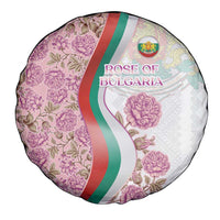 Rose of Bulgaria Spare Tire Cover with National Flag Ribbon and Floral Damask Pattern
