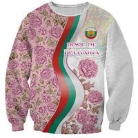 Rose of Bulgaria Sweatshirt with National Flag Ribbon and Floral Damask Pattern