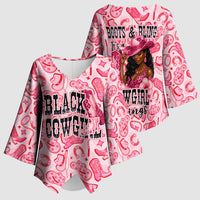 Black Cowgirl Kimono Sleeve Blouse Boots And Bling - Pink Leopard Western Diva Melanin