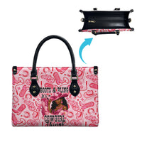 Black Cowgirl Leather Bag Boots And Bling - Pink Leopard Western Diva Melanin