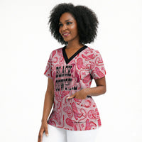 Black Cowgirl Scrub Top Boots And Bling - Pink Leopard Western Diva Melanin