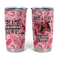Black Cowgirl Tumbler Cup Boots And Bling - Pink Leopard Western Diva Melanin