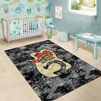 Black Cowgirl Lasso Horseshoe Area Rug Vintage Retro Leopard Animal