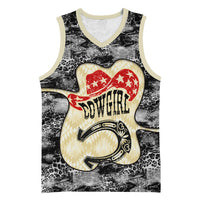 Black Cowgirl Lasso Horseshoe Basketball Jersey Vintage Retro Leopard Animal