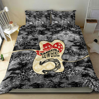 Black Cowgirl Lasso Horseshoe Bedding Set Vintage Retro Leopard Animal