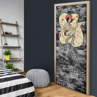 Black Cowgirl Lasso Horseshoe Door Cover Vintage Retro Leopard Animal