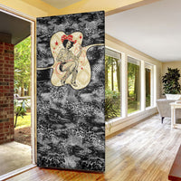 Black Cowgirl Lasso Horseshoe Door Cover Vintage Retro Leopard Animal