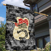 Black Cowgirl Lasso Horseshoe Garden Flag Vintage Retro Leopard Animal