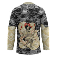 Black Cowgirl Lasso Horseshoe Hockey Jersey Vintage Retro Leopard Animal