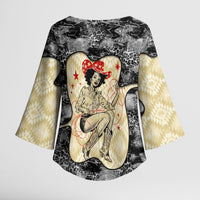 Black Cowgirl Lasso Horseshoe Kimono Sleeve Blouse Vintage Retro Leopard Animal