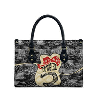 Black Cowgirl Lasso Horseshoe Leather Bag Vintage Retro Leopard Animal