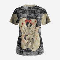 Black Cowgirl Lasso Horseshoe Scrub Top Vintage Retro Leopard Animal