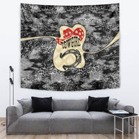 Black Cowgirl Lasso Horseshoe Tapestry Vintage Retro Leopard Animal