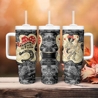 Black Cowgirl Lasso Horseshoe Tumbler With Handle Vintage Retro Leopard Animal