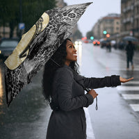 Black Cowgirl Lasso Horseshoe Umbrella Vintage Retro Leopard Animal