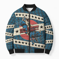Bill Pickett Black Cowboy Bomber Puffer Jacket Western American Heritage - Grunge Stars And Stripes
