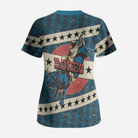 Bill Pickett Black Cowboy Scrub Top Western American Heritage - Grunge Stars And Stripes