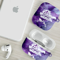 Lupus Awareness Month AirPods Case Purple Ribbon Watercolor Galaxy Butterfly Floral Support Art